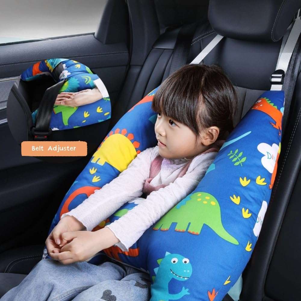 Travel Pillow Car Pillow for Kids 6 Years Old+ Kid Car Sleeping for The Back Seat of Car Seat Belt Adjuster Neck Shoulder Support on Road Trips Cartoon Anime Gift Ideas(Dinosaur) - Image 6