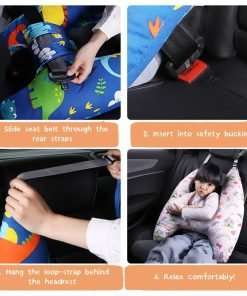 Travel Pillow Car Pillow for Kids 6 Years Old+ Kid Car Sleeping for The Back Seat of Car Seat Belt Adjuster Neck Shoulder Support on Road Trips Cartoon Anime Gift Ideas - 4