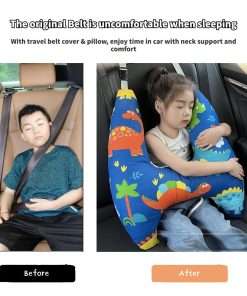 Travel Pillow Car Pillow for Kids 6 Years Old+ Kid Car Sleeping for The Back Seat of Car Seat Belt Adjuster Neck Shoulder Support on Road Trips Cartoon Anime Gift Ideas - 5