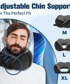 Neck Pillow for Traveling, Travel Pillows for Airplanes,100% Pure Memory Foam Travel Neck Pillow, Adjustable Flight Pillow, Portable Plane Accessories - 2