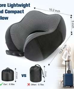 Neck Pillow for Traveling, Travel Pillows for Airplanes,100% Pure Memory Foam Travel Neck Pillow, Adjustable Flight Pillow, Portable Plane Accessories - 3