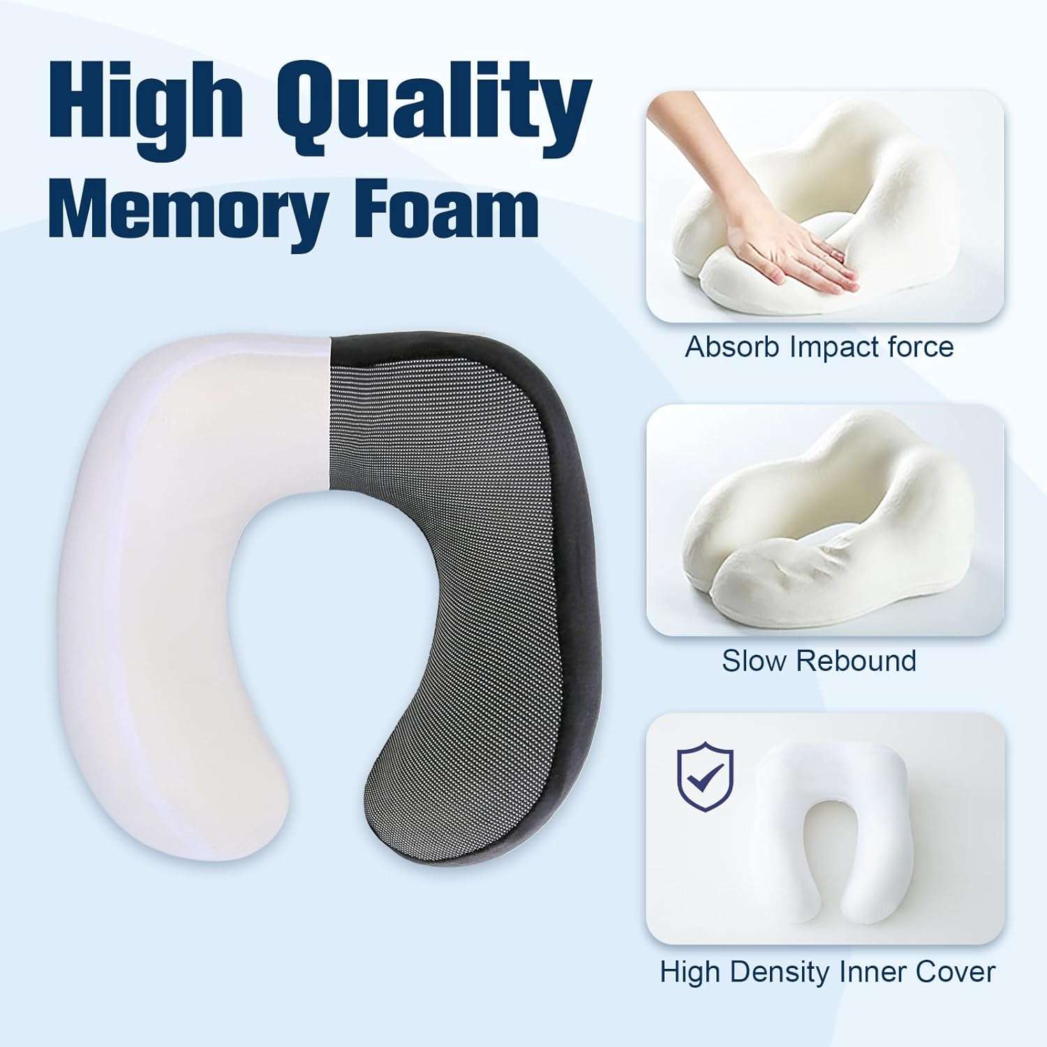 Neck Pillow for Traveling, Travel Pillows for Airplanes,100% Pure Memory Foam Travel Neck Pillow, Adjustable Flight Pillow, Portable Plane Accessories - 5