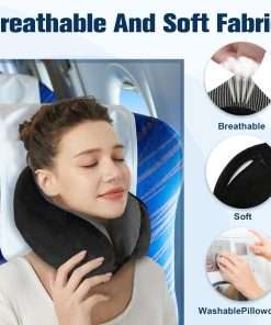 Neck Pillow for Traveling, Travel Pillows for Airplanes,100% Pure Memory Foam Travel Neck Pillow, Adjustable Flight Pillow, Portable Plane Accessories - 6