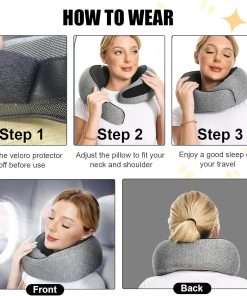 RURING Travel Pillows for Airplanes, Travel Neck Pillow Travel Pillow, Neck Pillow Airplane Valentines Day for Her Memory Foam 360 Degree Support Pillows for Airplanes Offices and Cars - 2