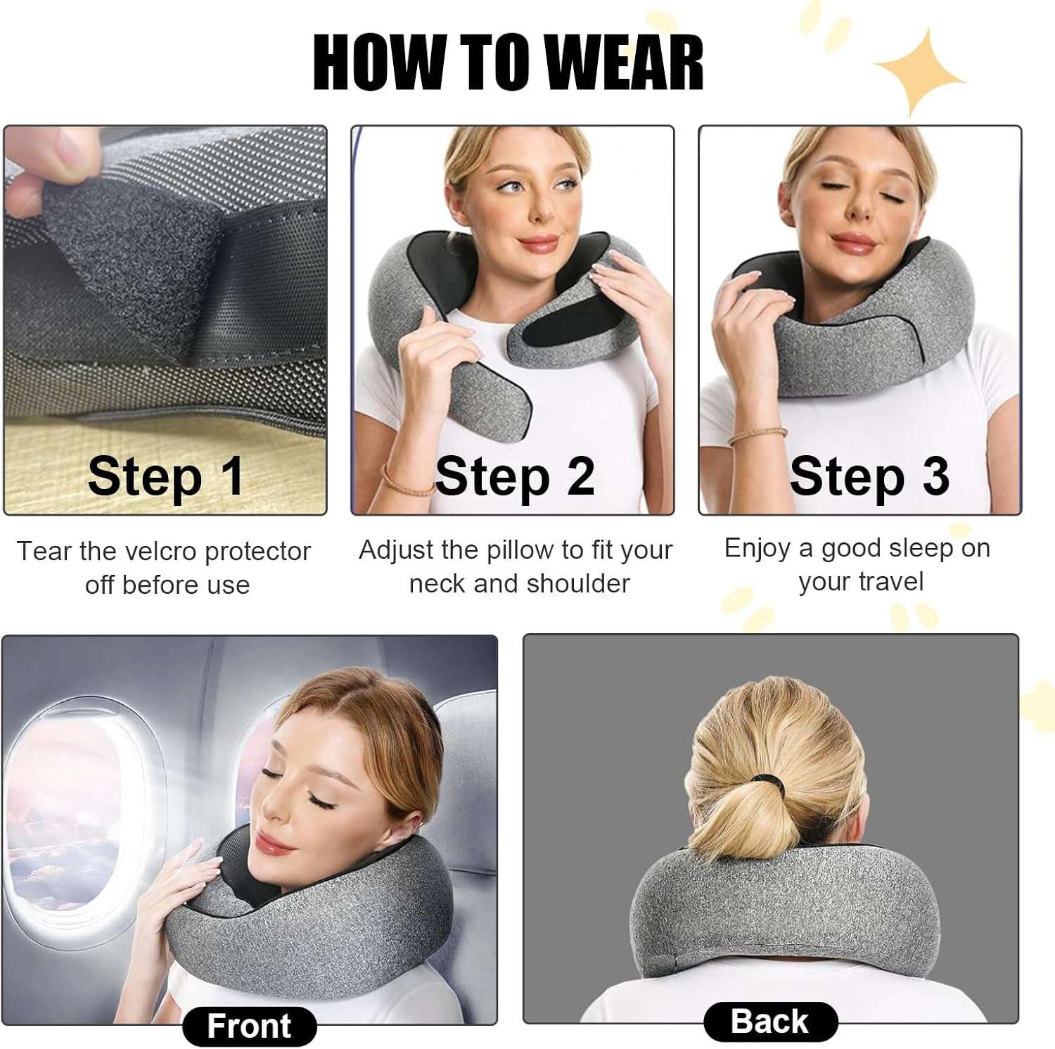 RURING Travel Pillows for Airplanes, Travel Neck Pillow Travel Pillow, Neck Pillow Airplane Valentines Day for Her Memory Foam 360 Degree Support Pillows for Airplanes Offices and Cars - 2