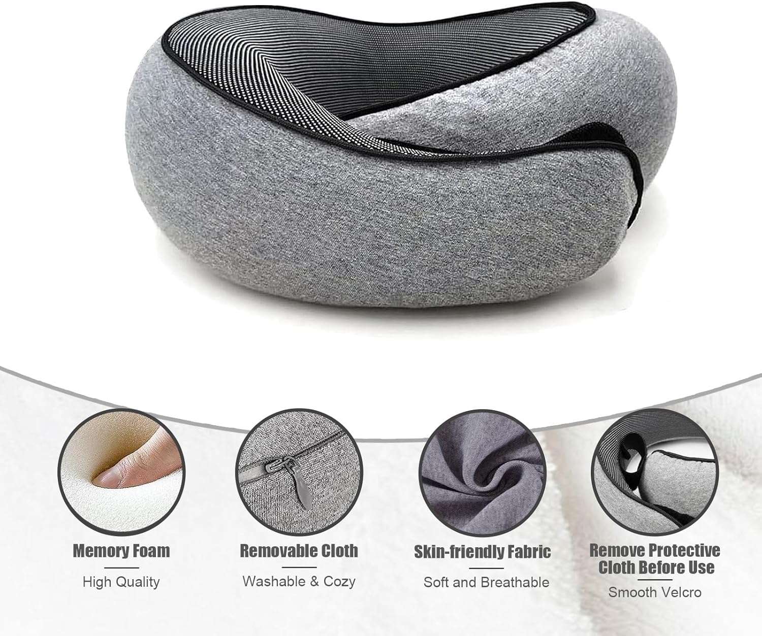 RURING Travel Pillows for Airplanes, Travel Neck Pillow Travel Pillow, Neck Pillow Airplane Valentines Day for Her Memory Foam 360 Degree Support Pillows for Airplanes Offices and Cars - 4