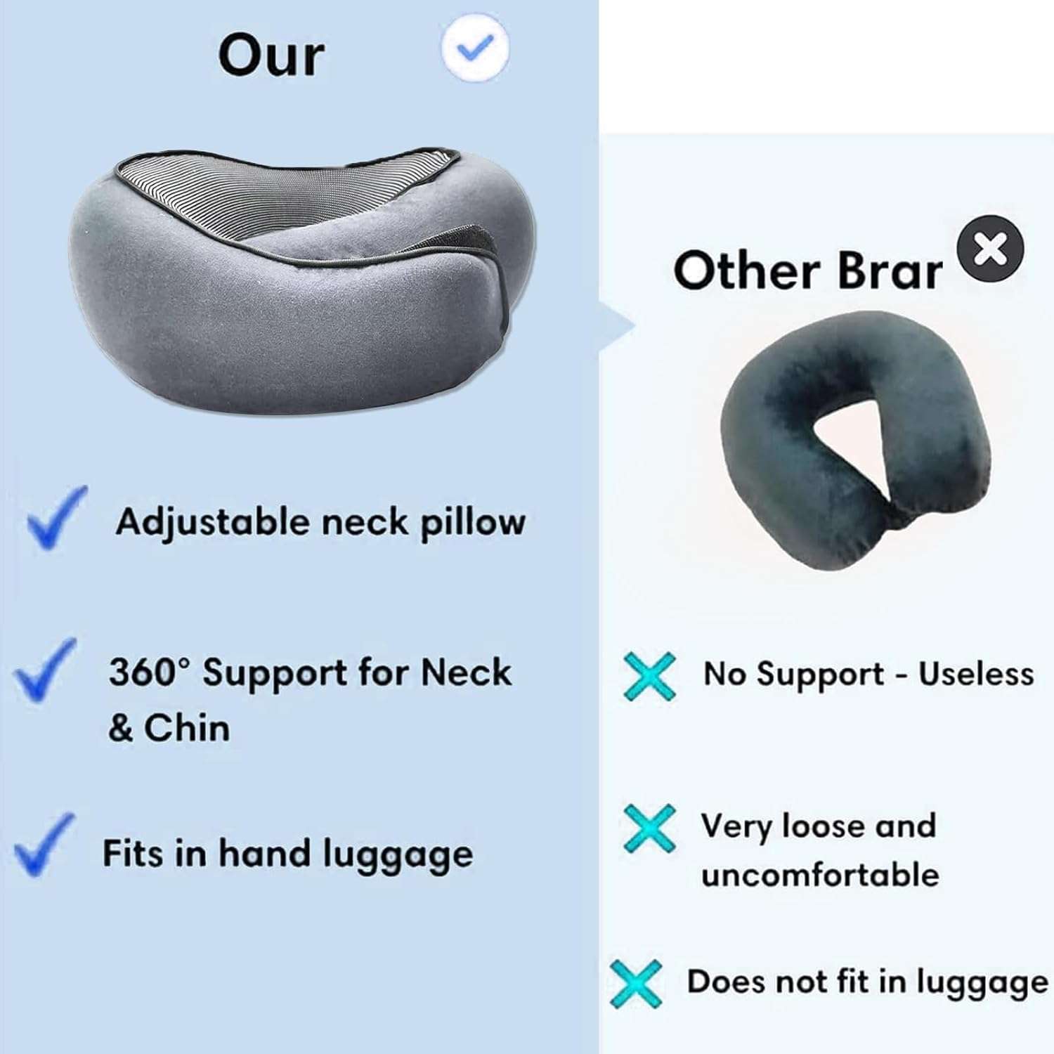RURING Travel Pillows for Airplanes, Travel Neck Pillow Travel Pillow, Neck Pillow Airplane Valentines Day for Her Memory Foam 360 Degree Support Pillows for Airplanes Offices and Cars - 6