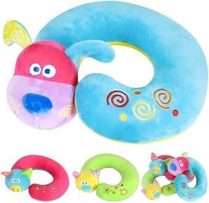 Kids Neck Pillow for Traveling - Essential for Toddler Road Trips and Airplane Travel Comfortable Travel Pillow for Kids - Cute Dog Plush Toy with Chin Support Kids - 1