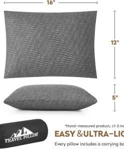 Small Shredded Memory Foam Pillow, Camping Pillow Travel Pillow - Compressible Medium Firm, Breathable Cover, Ideal Backpacking Hiking, Airplane and Car - 3