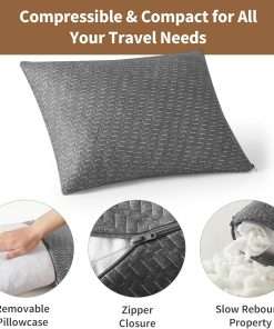Small Shredded Memory Foam Pillow, Camping Pillow Travel Pillow - Compressible Medium Firm, Breathable Cover, Ideal Backpacking Hiking, Airplane and Car - 5