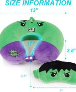 Superhero Travel Pillow for Kids & Adults with Sleep Eye Mask, Memory Foam U-Shaped Neck Pillow with Washable Cover, Soft Head Support Travel Accessories - 2