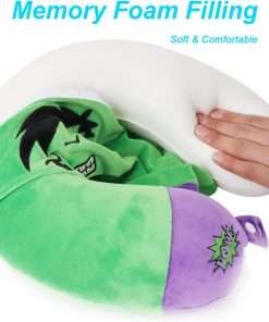 Superhero Travel Pillow for Kids & Adults with Sleep Eye Mask, Memory Foam U-Shaped Neck Pillow with Washable Cover, Soft Head Support Travel Accessories - 5