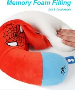Superhero Travel Pillow for Kids & Adults with Sleep Eye Mask, Memory Foam U-Shaped Neck Pillow with Washable Cover, Soft Head Support Travel Accessories - 5