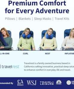 TRAVELREST Nest Memory Foam Travel Neck Pillow, Advanced Support for Long Flights, Patented Design, Optimal Relaxation, Compact, Ergonomic, and Washable, On-The-Go, Attaches to Luggage - 6