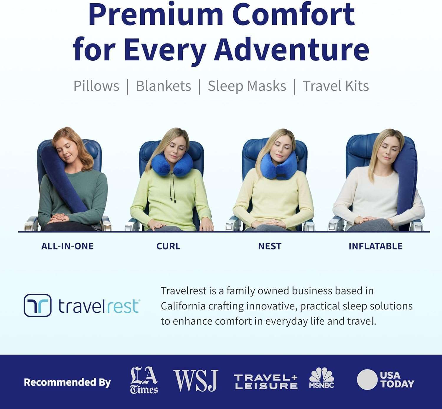 TRAVELREST Nest Memory Foam Travel Neck Pillow, Advanced Support for Long Flights, Patented Design, Optimal Relaxation, Compact, Ergonomic, and Washable, On-The-Go, Attaches to Luggage - 6