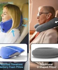 TRAVELREST Nest Memory Foam Travel Neck Pillow, Advanced Support for Long Flights, Patented Design, Optimal Relaxation, Compact, Ergonomic, and Washable, On-The-Go, Attaches to Luggage - 7