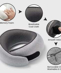 Travel Neck Pillows, 100% Memory Foam Filling, Travel Pillows for Airplanes, Compact and Ergonomic Design, Best for Sleeping Plane Train Travel Essentials - 4