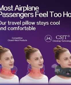 Travel Pillow Vac Compressed Memory Foam Neck Pillow Airplane,Comfortable,Neck Support,Machine Washable,Airplanes Travel Essentials Accessories for Office,Flight,Cars Breaks Sleeping - 2