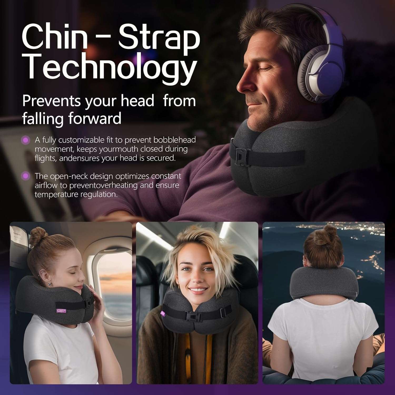 Travel Pillow Vac Compressed Memory Foam Neck Pillow Airplane,Comfortable,Neck Support,Machine Washable,Airplanes Travel Essentials Accessories for Office,Flight,Cars Breaks Sleeping - 3