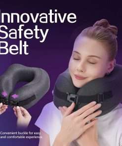 Travel Pillow Vac Compressed Memory Foam Neck Pillow Airplane,Comfortable,Neck Support,Machine Washable,Airplanes Travel Essentials Accessories for Office,Flight,Cars Breaks Sleeping - 4