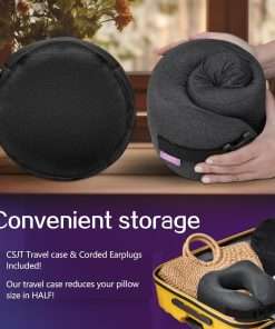 Travel Pillow Vac Compressed Memory Foam Neck Pillow Airplane,Comfortable,Neck Support,Machine Washable,Airplanes Travel Essentials Accessories for Office,Flight,Cars Breaks Sleeping - 6