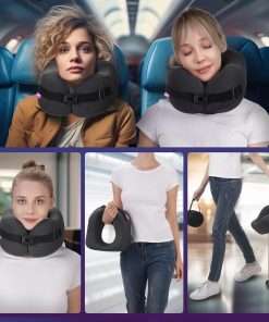 Travel Pillow Vac Compressed Memory Foam Neck Pillow Airplane,Comfortable,Neck Support,Machine Washable,Airplanes Travel Essentials Accessories for Office,Flight,Cars Breaks Sleeping - 6