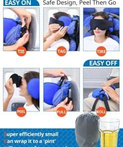 Travel Pillows for Airplanes, Neck Pillow with Eye Mask for Sleeping Long Flights, Travel Pillow for Car Road Trip, Car Headrest, FSA HSA Eligible Approved Travel Accessories, Black - 6