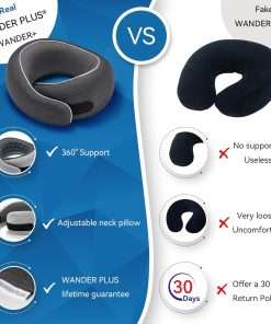 WANDER PLUS® Travel Neck Pillow, Pure Memory Foam Neck Pillow for Airplanes, Comfortable Breathable Cover, 360 Degree Support Ergonomic Design Best for Sleeping Plane Train Travel - 4