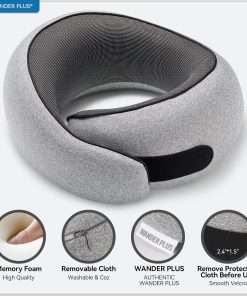 WANDER PLUS® Travel Neck Pillow, Pure Memory Foam Neck Pillow for Airplanes, Comfortable Breathable Cover, 360 Degree Support Ergonomic Design Best for Sleeping Plane Train Travel - 5