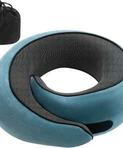 Badink®Snail Neck Pillow Memory Foam with MagicStrap - Adjustable Ergonomic Travel Pillow for Office-Airplane-Car, Washable Cover, Portable Cervical Support - 1