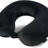 Brookstone Travel Neck Pillow - Lightweight Fleece Casing U-Shaped Stuffable Memory Foam Travel Pillow for Sleeping and Neck Support, Black - 1
