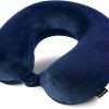 Brookstone Travel Neck Pillow - Lightweight Fleece Casing U-Shaped Stuffable Memory Foam Travel Pillow for Sleeping and Neck Support, Blue - 1