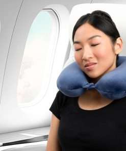 Brookstone Travel Neck Pillow - Lightweight Fleece Casing U-Shaped Stuffable Memory Foam Travel Pillow for Sleeping and Neck Support, Blue - 3