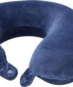 Brookstone Travel Neck Pillow - Lightweight Fleece Casing U-Shaped Stuffable Memory Foam Travel Pillow for Sleeping and Neck Support, Blue - 4