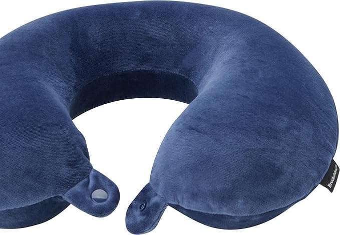 Brookstone Travel Neck Pillow - Lightweight Fleece Casing U-Shaped Stuffable Memory Foam Travel Pillow for Sleeping and Neck Support, Blue - 4