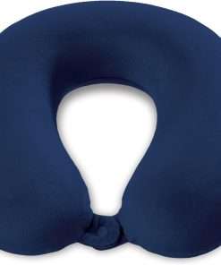 Brookstone Travel Neck Pillow - Lightweight Fleece Casing U-Shaped Stuffable Memory Foam Travel Pillow for Sleeping and Neck Support, Blue - 5
