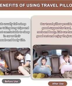 Car Pillow for Kids, Memory Foam Travel Pillow for Car and Adults, Kid Travel Pillow for Sleeping on Road Trip, Small Body Pillow for Kids - 2