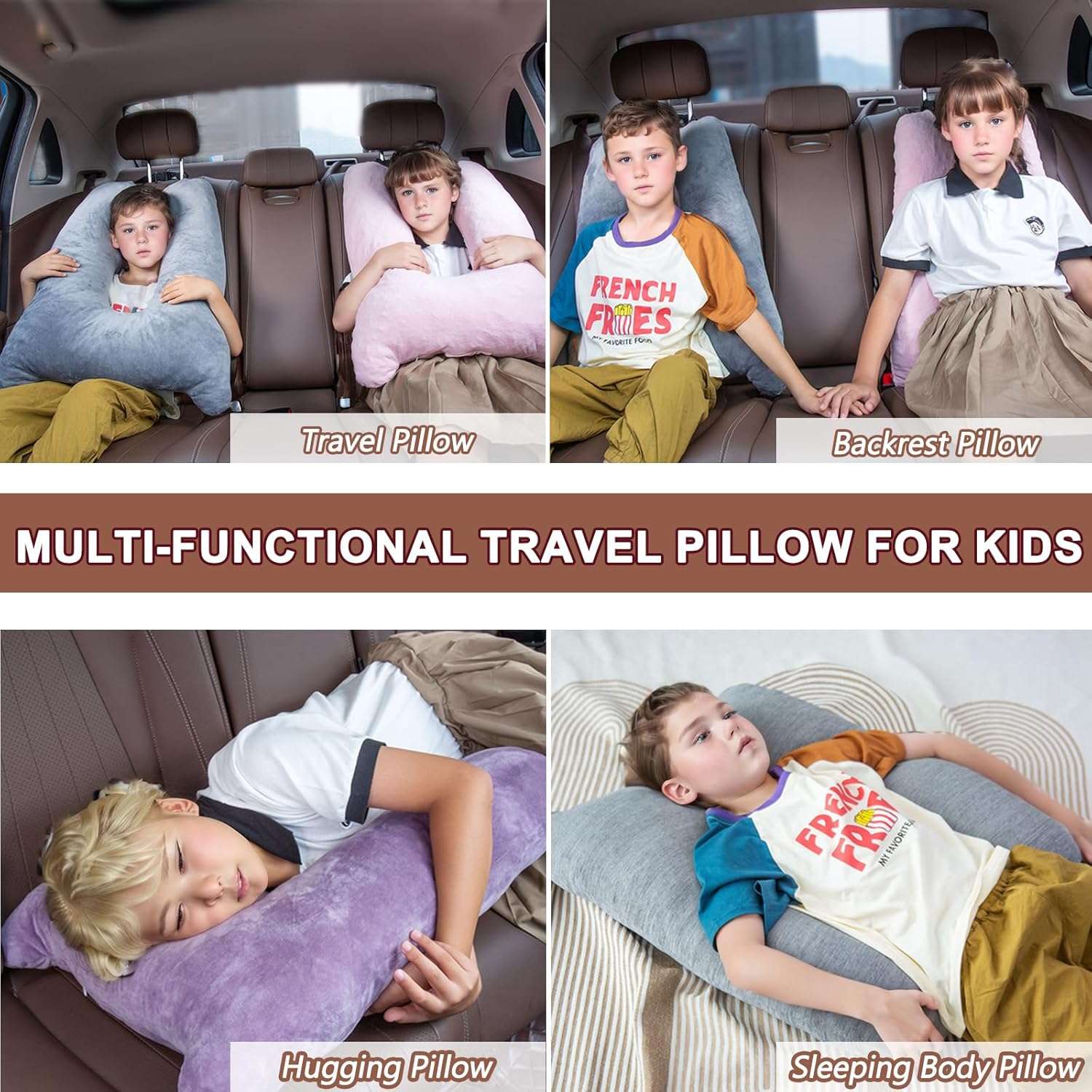 Car Pillow for Kids, Memory Foam Travel Pillow for Car and Adults, Kid Travel Pillow for Sleeping on Road Trip, Small Body Pillow for Kids - 6