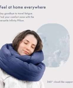 Huzi Infinity Pillow - Home Travel Soft Neck Scarf Support Sleep (Navy) - 2