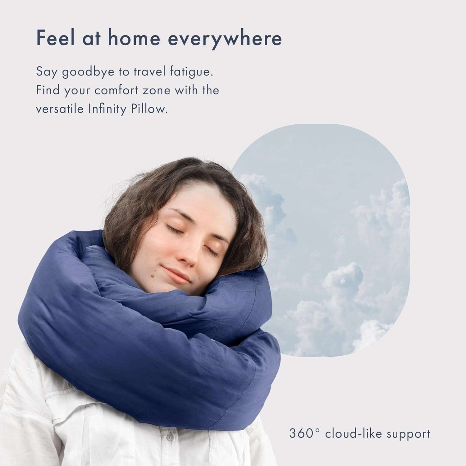 Huzi Infinity Pillow - Home Travel Soft Neck Scarf Support Sleep (Navy) - 2