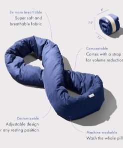 Huzi Infinity Pillow - Home Travel Soft Neck Scarf Support Sleep (Navy) - 3