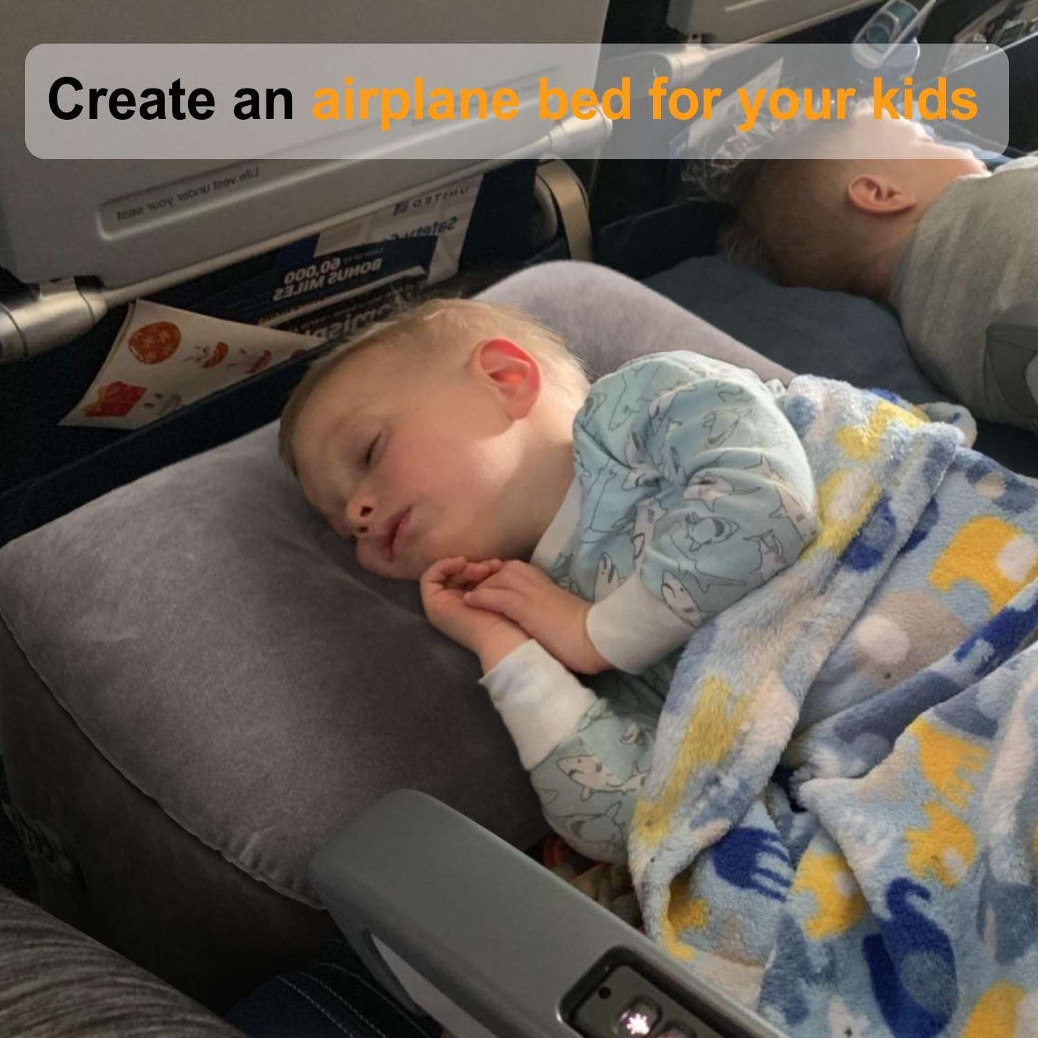 Inflatable Travel Foot Rest Pillow, Kids Airplane Bed, Adjustable Height Leg Pillow for Air Travel, Make a Flat Bed for Kids and Toddlers, Great for Airplane, Train, car - 3