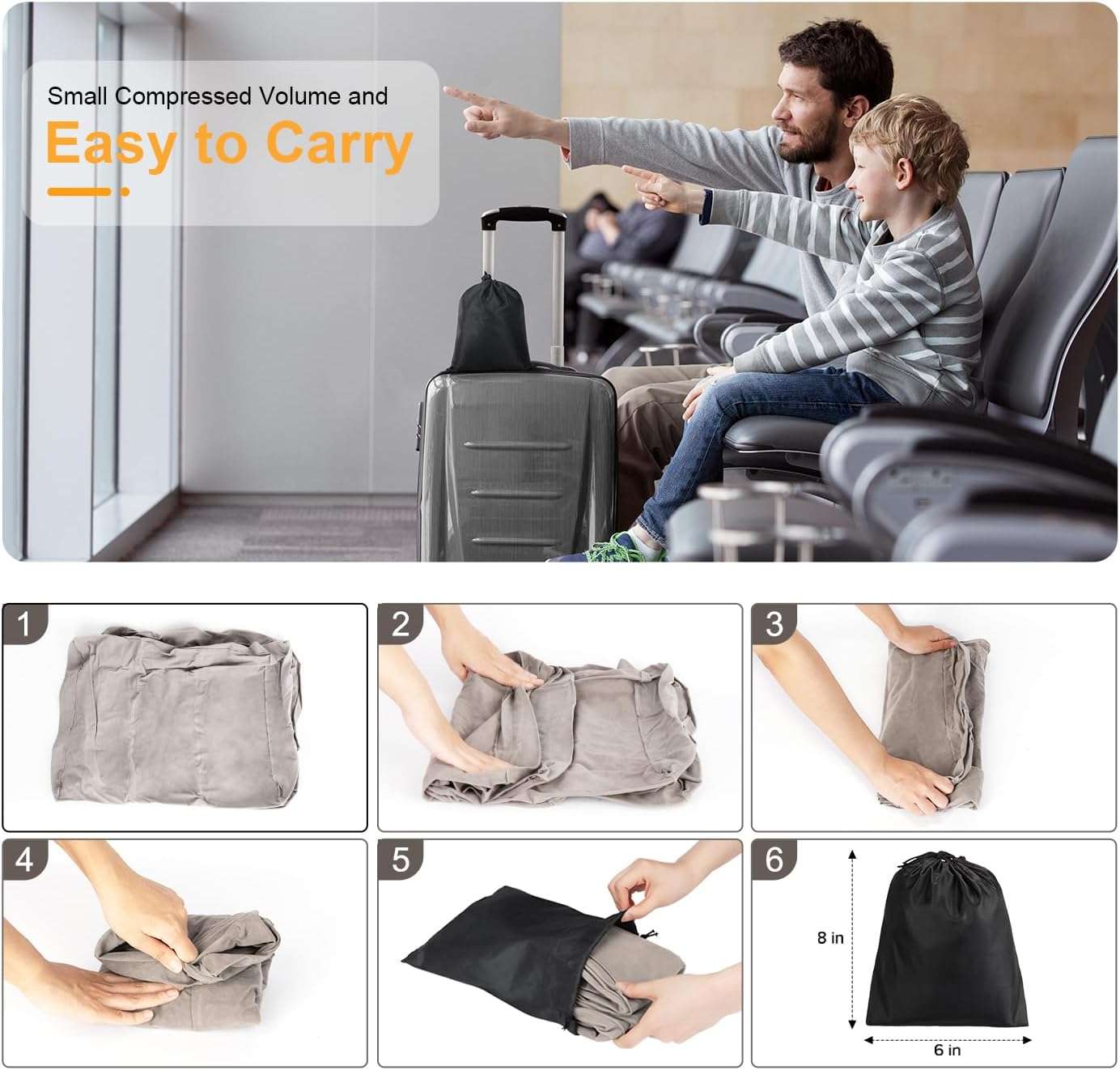 Inflatable Travel Foot Rest Pillow, Kids Airplane Bed, Adjustable Height Leg Pillow for Air Travel, Make a Flat Bed for Kids and Toddlers, Great for Airplane, Train, car - 8