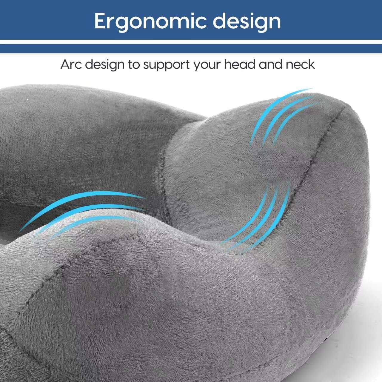 Inflatable Travel Pillow for Airplane Inflatable Neck Pillow for Traveling with Soft Velvet Washable Cover for Sleeping, Airplane,Train, Car, Office, Contoured Eye Masks, Earplugs - 3