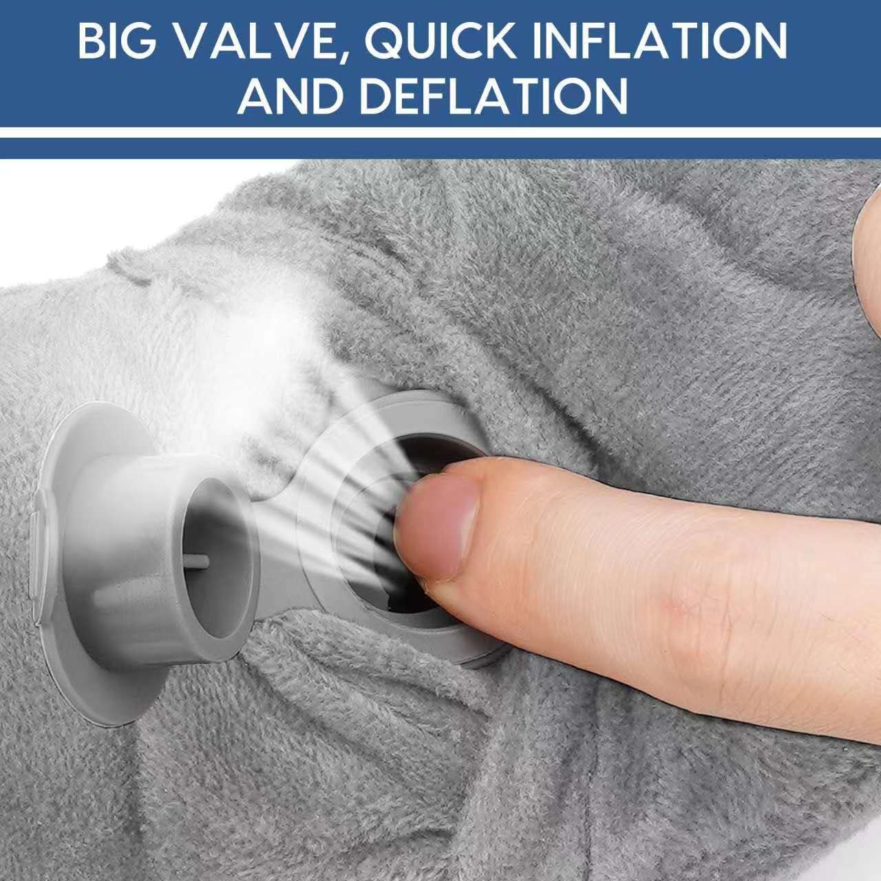 Inflatable Travel Pillow for Airplane Inflatable Neck Pillow for Traveling with Soft Velvet Washable Cover for Sleeping, Airplane,Train, Car, Office, Contoured Eye Masks, Earplugs - 4