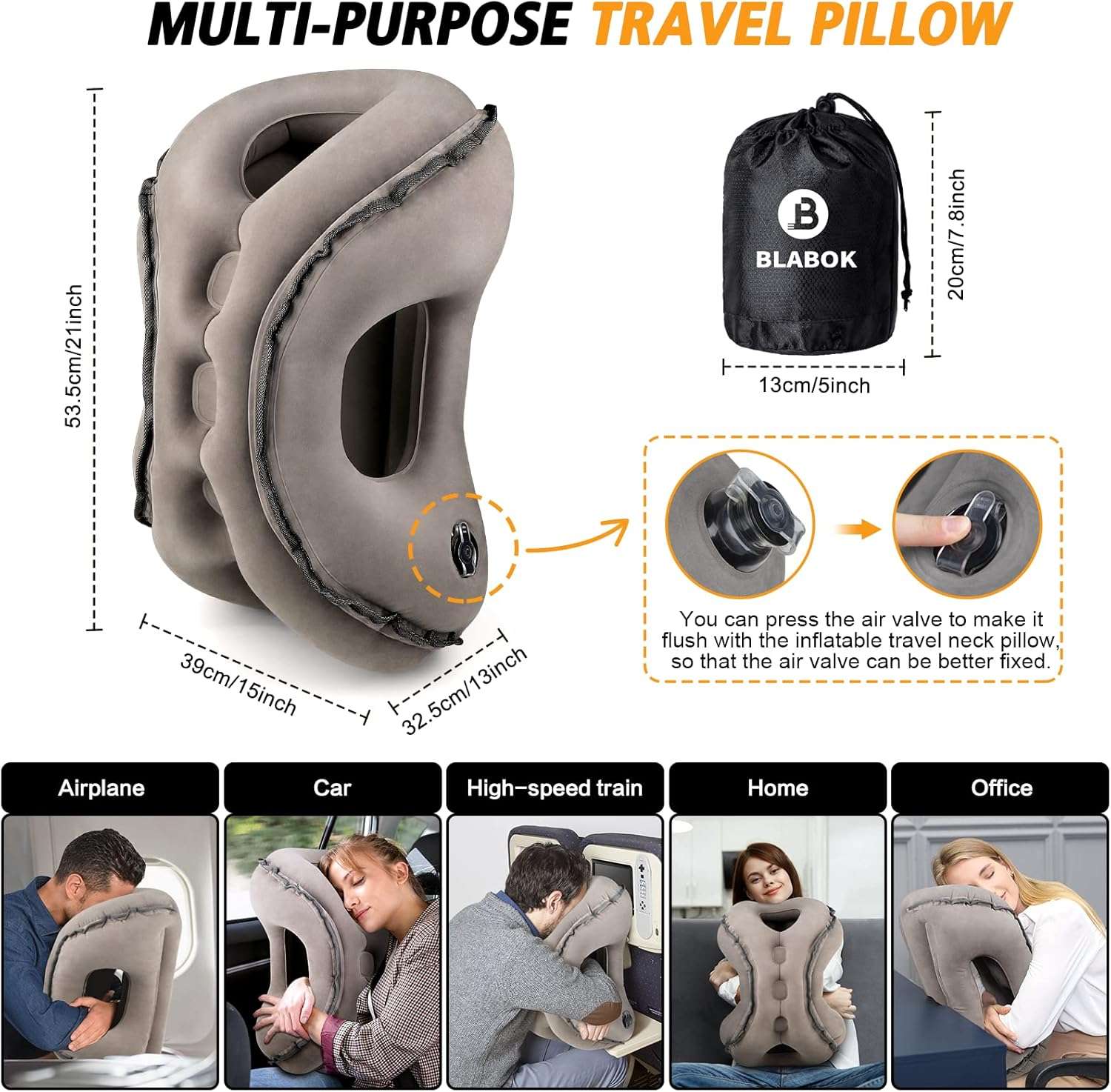 Inflatable Travel Pillow,Multifunction Travel Neck Pillow for Airplane to Avoid Neck and Shoulder Pain,Support Head,Neck,Used for Sleeping Rest - 6