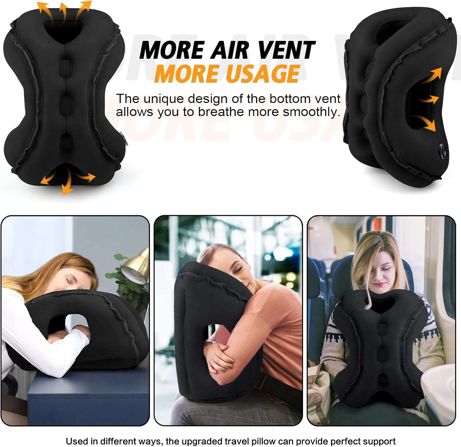 Inflatable Travel Pillow,Multifunction Travel Neck Pillow for Airplane to Avoid Neck and Shoulder Pain,Support Head,Neck,Used for Sleeping Rest, Airplane and Home Use - 3