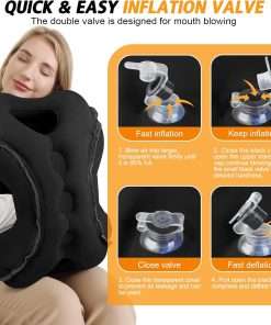 Inflatable Travel Pillow,Multifunction Travel Neck Pillow for Airplane to Avoid Neck and Shoulder Pain,Support Head,Neck,Used for Sleeping Rest, Airplane and Home Use - 5