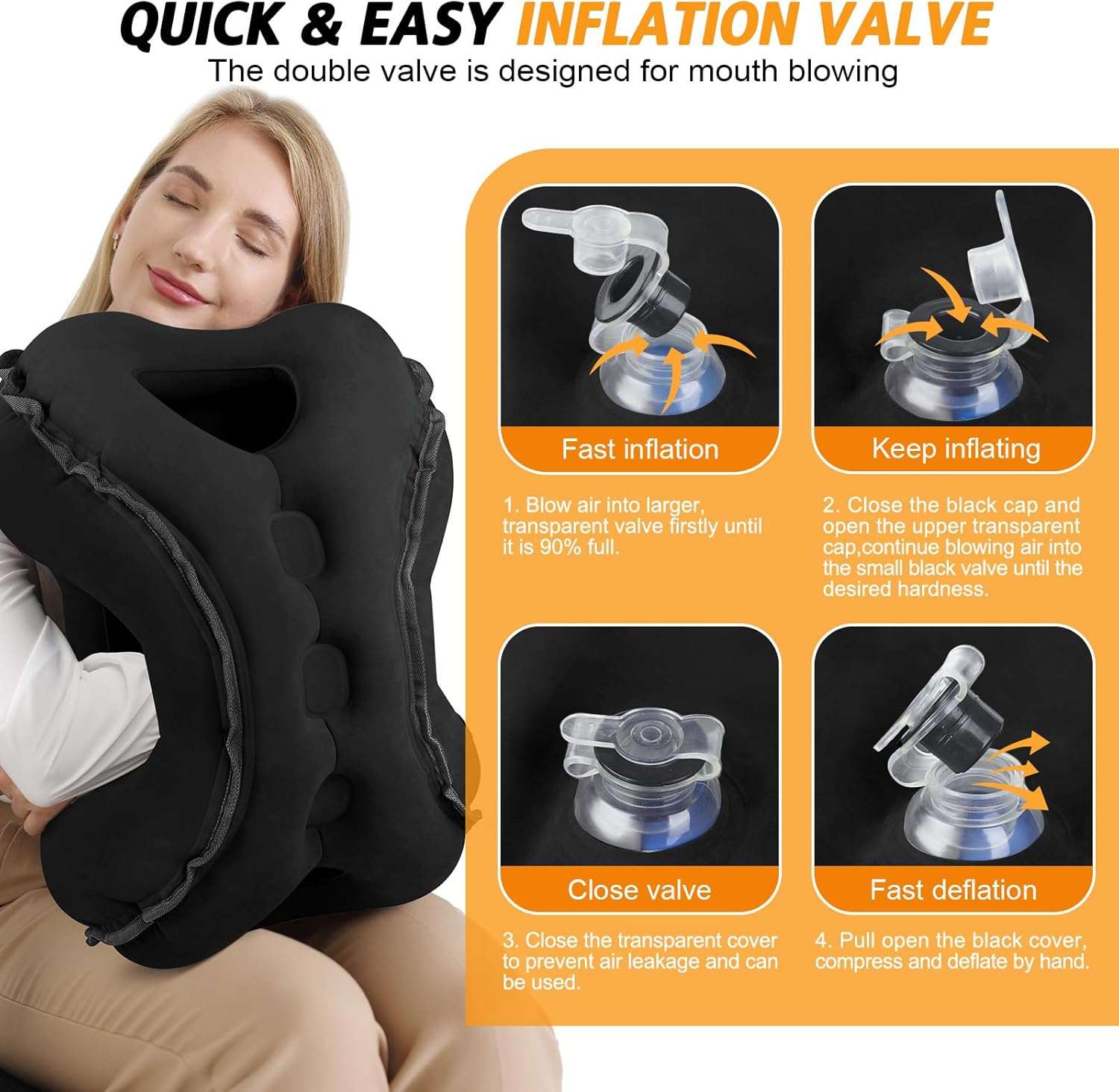 Inflatable Travel Pillow,Multifunction Travel Neck Pillow for Airplane to Avoid Neck and Shoulder Pain,Support Head,Neck,Used for Sleeping Rest, Airplane and Home Use - 5