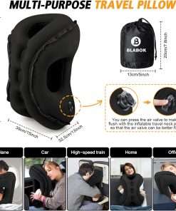 Inflatable Travel Pillow,Multifunction Travel Neck Pillow for Airplane to Avoid Neck and Shoulder Pain,Support Head,Neck,Used for Sleeping Rest, Airplane and Home Use - 6